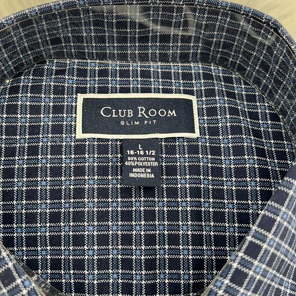 Club Room Slim Fit Long Sleeve - Blue Plaid - Large - New with tags - Picture 2 of 4